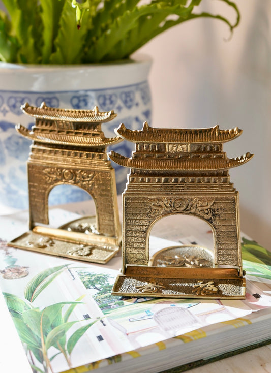 Brass Pagoda Bookends