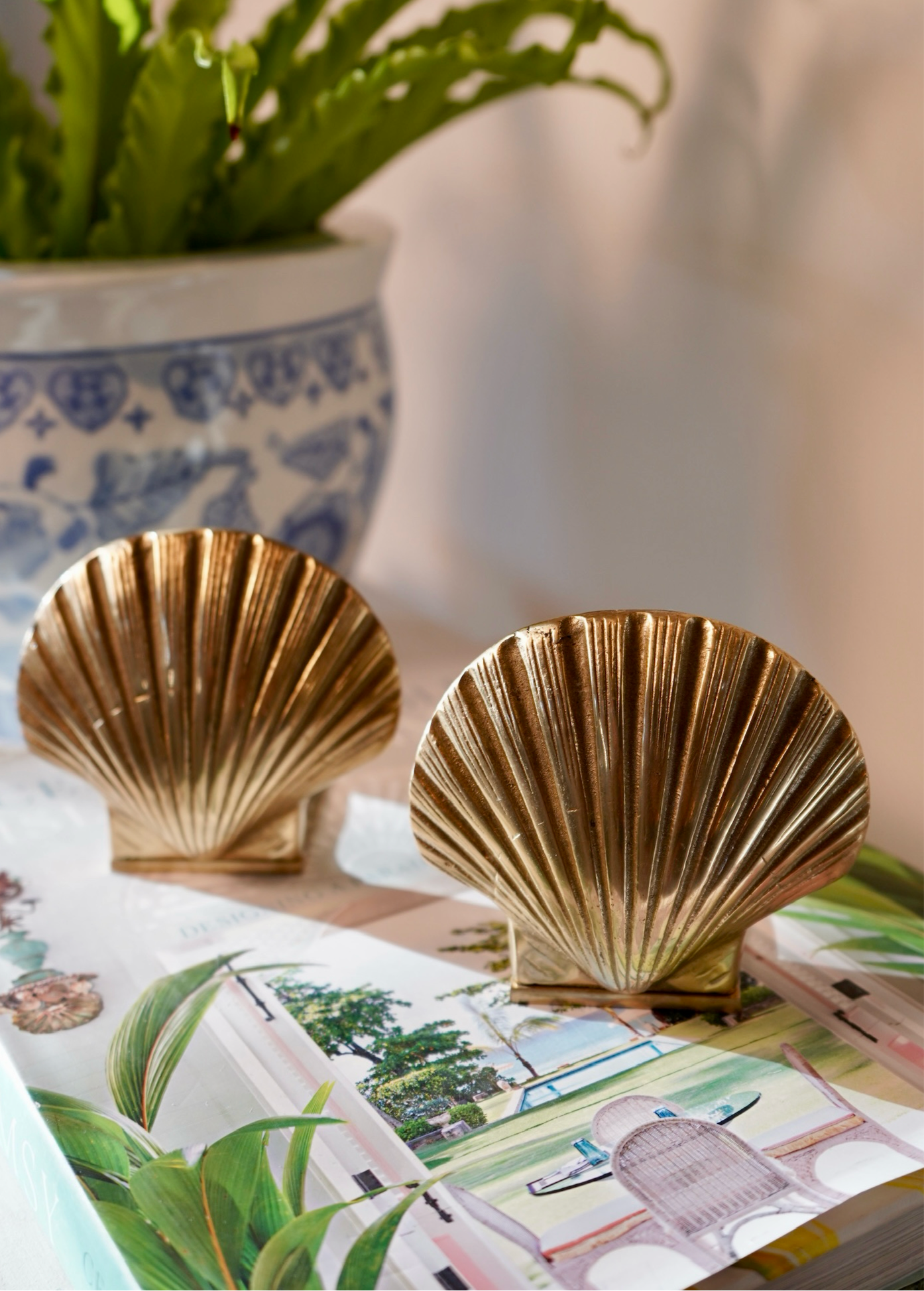 Brass Shell Bookends